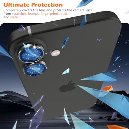 imluckies for iPhone 16 / iPhone 16 Plus/iPhone 17 Camera Lens Protector, AR+AF Tempered Glass 9H Anti-Scratch Metal Individual Lens Cover, HD Clear Camera Accessories, Case Friendly - Black - color: Black
