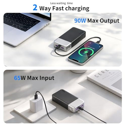 NOBIS 90W Portable Charger 20000mAh Laptop Power Bank Fast Charging - color: Black