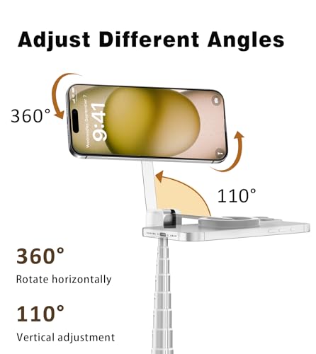 TONEOF 68" Magnetic Aluminum Phone Tripod Selfie Stick for iPhone & Android - color: White