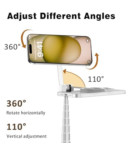 TONEOF 68" Magnetic Aluminum Phone Tripod Selfie Stick for iPhone & Android - color: White