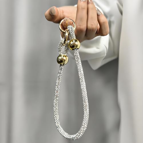 Luxury Diamond Phone Wrist Strap with Tether Tab & Pad (Z-Silver) - color: Silver, size: Classic