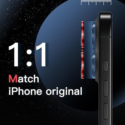 JETech Camera Lens Protector for iPhone 16 Pro/16 Pro Max, Black+Red, 1 Set - size: iPhone 16 Pro/16 Pro Max