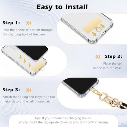MoKo Heavy Duty Phone Tether Tab ×2, 360° Rotatable Spring O Ring ×2 - color: Gold