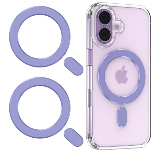 for MagSafe Ring, 2 PCS Magnet Sticker Magnetic Adapter Ring - color: Purple