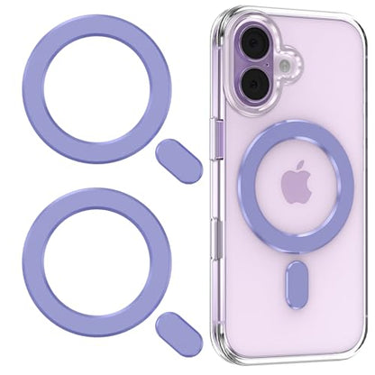 for MagSafe Ring, 2 PCS Magnet Sticker Magnetic Adapter Ring - color: Purple