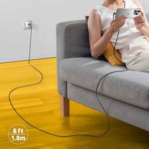 SHUSEL iPhone Charger Cord 6ft - Braided USB to Lightning Cable 90 Degree