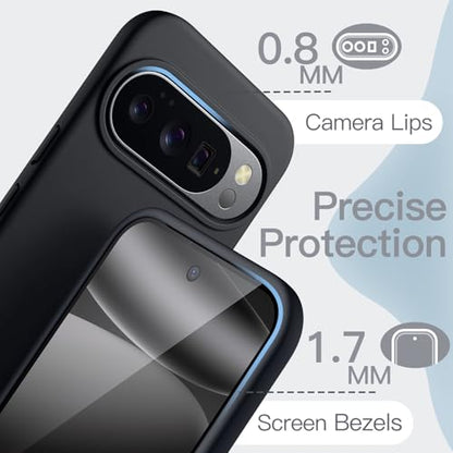 JETech Silicone Case for Google Pixel 10/10 Pro, Obsidian | Silky Soft Touch, Shockproof Protection, Scratch Resistant, Microfiber Lining - color: Obsidian, size: Pixel 10/10 Pro