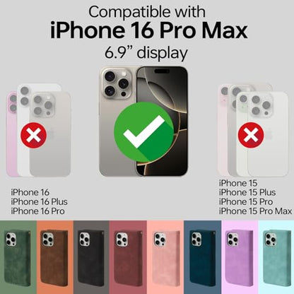 RANYOK Compatible with iPhone 16 Pro Max Wallet Case - PU Leather Wallet Case for iPhone 16 Pro Max with Credit Card Holder RFID Blocking Zipper Pocket [Wrist Strap] Protective Case (Black) - color: Black, size: iPhone 16 Pro Max, 6.9"