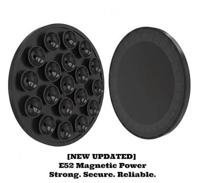 Magnetic Suction Phone Mount - Black Silicone Holder with Strong Suction for iPhone & Android - Versatile Use on Mirror, Glass, Car & Gym