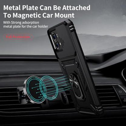Vinve for Moto G Stylus 5G 2023 Case [Not Fit 4G Version] Slide Lens Cover, HD Screen Protector, Military Grade Drop Protection, Magnetic Rotated Ring Holder Kickstand Protective Phone Case (Black) - color: Black ,Military Grade 2nd gen.