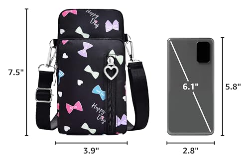 BIAOTIE Lightweight Small Crossbody bags Cell Phone Purses Travel Pouch Shoulder Bag for Women - color: Black Bow