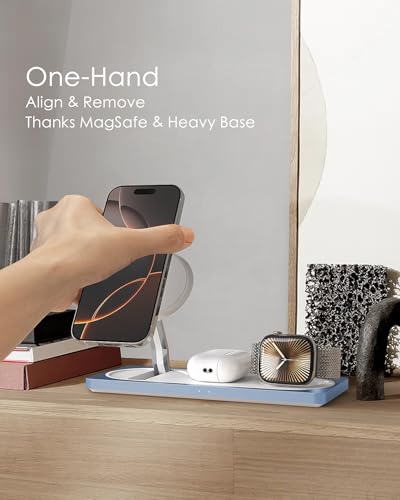 PETINO 3 in 1 Wireless Charging Station for Apple Devices with MagSafe - color: Blue