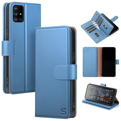 Shieldtop Compatible with Samsung Galaxy A71 5G Wallet Case with Card Holder,Women Men RFID Blocking PU Leather Folio Flip TPU Protective Cover Credit Card Slots,Phone Case for Galaxy A71,Light Blue - color: Light Blue