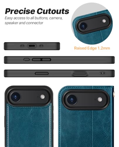 OCASE for iPhone Air Detachable Wallet Case with Card Holder, 2 in 1 PU Leather Flip Folio with RFID Blocking Stand Wrist Strap Shockproof Phone Cover 6.5 Inch 2025, Peacock Blue - color: Peacock Blue, size: iPhone Air