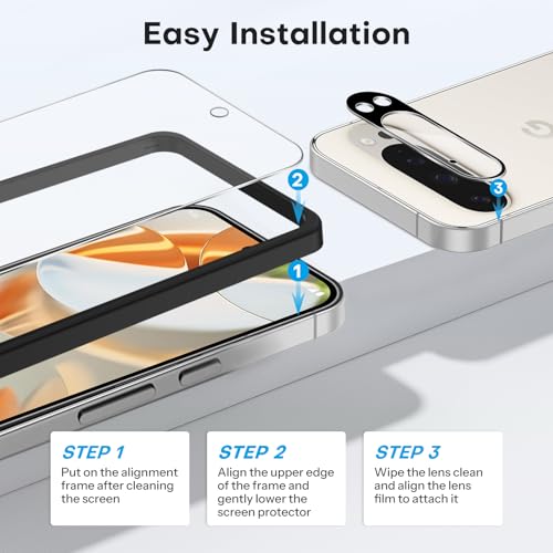 OMOTON 3+2 Pack for Google Pixel 9 Pro Screen Protector 6.3 inch - size: Pixel 9 pro-6.3 inch