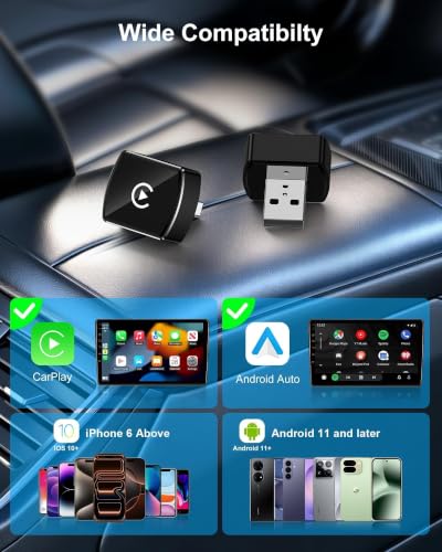 Wireless CarPlay Adapter, USB/USB-C Plug Supports iPhone & Android Phones - color: Wireless CarPlay Adapter