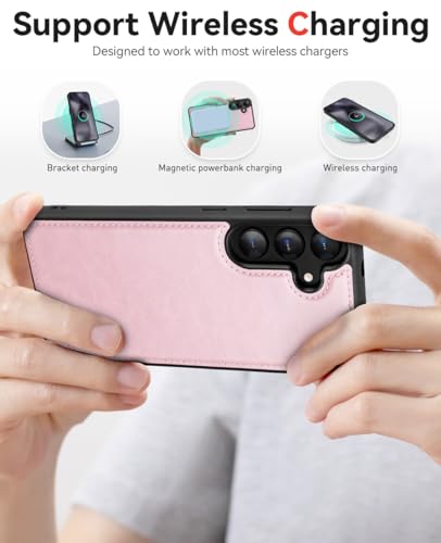 OCASE for Samsung Galaxy S25 Detachable Wallet Case, Pink | 2-in-1, Card Holder, RFID Blocking, Stand, Wrist Strap, Shockproof, Wireless Charging, Magnetic, PU Leather Flip Phone Cover - color: Pink, size: Samsung Galaxy S25
