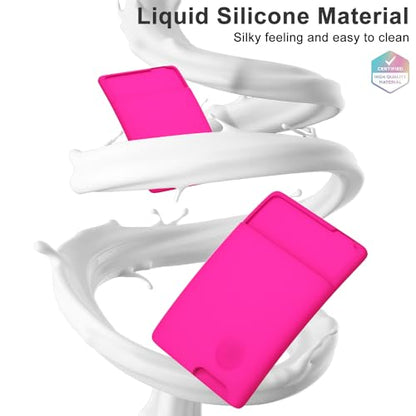 oakxco Phone Wallet Stick On, Secure Phone Card Holder Silicone, Adhesive Pocket Sleeve ID Credit Card, Slim Thin Card Case for Men Women Cute, Compatible with Apple iPhone Samsung Pixel, Hot Pink - color: Hot Pink