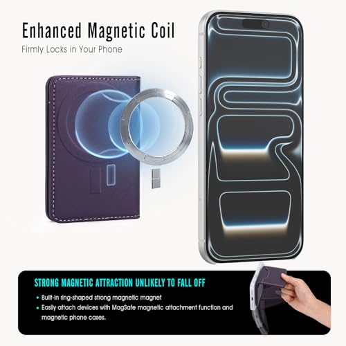 For MagSafe Wallet,Magnetic Card Holder RFID Blocking Wallet with 5 Card Slots & Cash Pocket For iPhone 17/16/ 15/14/ 13/12/ Pro/Max/Plus/Air Purple - color: Purple