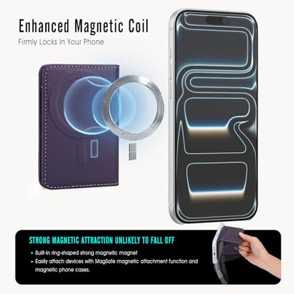 For MagSafe Wallet,Magnetic Card Holder RFID Blocking Wallet with 5 Card Slots & Cash Pocket For iPhone 17/16/ 15/14/ 13/12/ Pro/Max/Plus/Air Purple - color: Purple