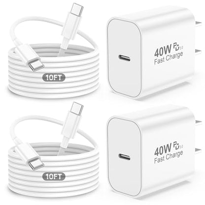 iPhone 17 Pro Max Charger Fast Charging, 40W USB C Super Fast Charger - color: White, Single USB-C port, size: 10ft