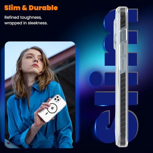 DEERLAMN Magnetic Clear Case for iPhone 12/iPhone 12 Pro 6.1-Inch, [Compatible with Magsafe][Anti-Yellowing] Transparent Slim Shockproof Protective Phone Cover, Black - color: Black, size: iPhone 12/12 Pro-6.1 Inch