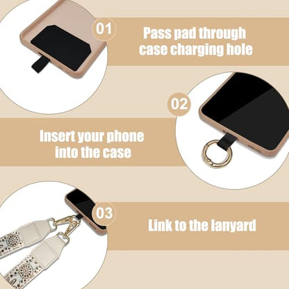 Cell Phone Lanyard with Wallet - Anti-Theft Crossbody Adjustable Phone Strap for Most Smartphones, for Men & Women - color: Beige