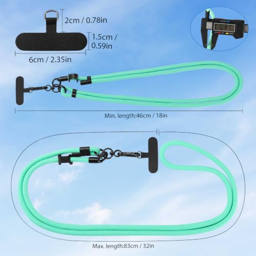 Phone Lanyard, Phone Strap Crossbody with 2 Pack Tether Tab, Adjustable Anti Theft Phone Strap for All Phones (green) - color: Green