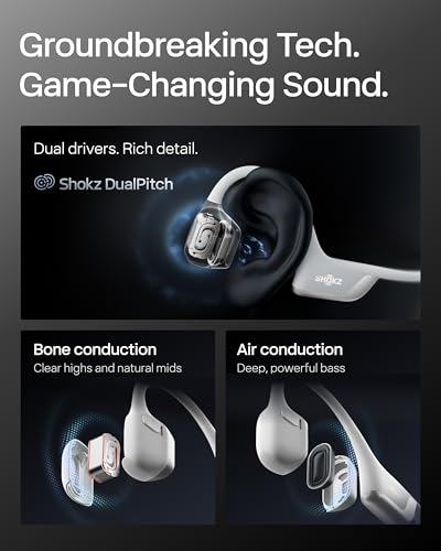 SHOKZ OpenRun Pro 2 Bone Conduction Bluetooth Sport Headphones, Silver - color: Silver, size: Standard