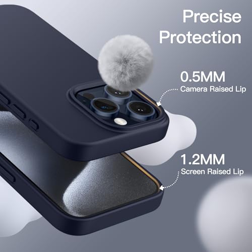 JETech Silicone Case for iPhone 15 Pro, Blue | Silky Soft Touch, Shockproof Protection, Scratch Resistant, Microfiber Lining - color: Blue, size: iPhone 15 Pro