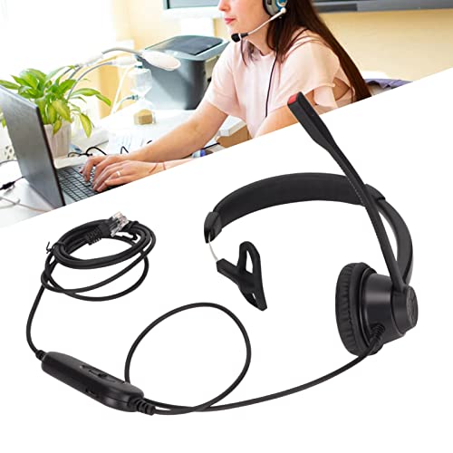 RJ9 Single Ear Headset with Noise Canceling Mic, Mute and Volume Control