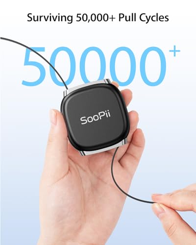 SOOPII 240W Retractable USB C Cable with Mag Snap Storage (2Pack 3.3FT) - color: Black, size: 3.3FT-2Pack
