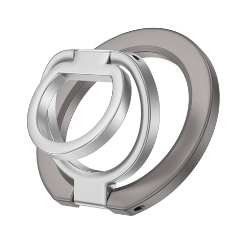 MagSafe Phone Grip Holder Dual-Sided Magnetic Finger Ring for iPhone 17 16 - color: gray