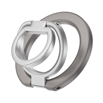 MagSafe Phone Grip Holder Dual-Sided Magnetic Finger Ring for iPhone 17 16 - color: gray