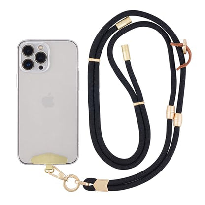 Cell Phone Lanyard,Adjustable Shoulder Crossbody Lanyard,Detachable Length Wrist Lanyard - color: Black
