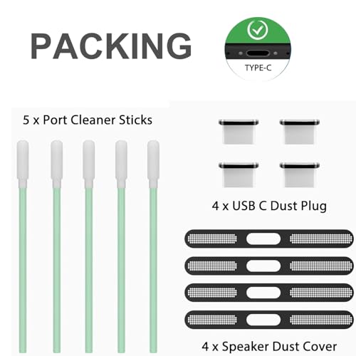 iPhone Charging Port Plugs & Speaker Cleaning Kit，Dustproof Protection for iPhone 14/15/16 Series