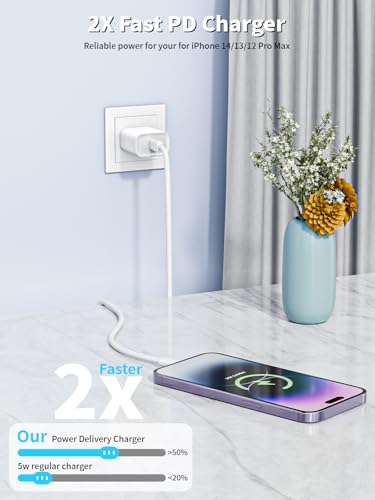 iPhone 14 13 Pro Max Charger Fast Charging,Apple Mfi Certified Fast Charger - color: White 6foot