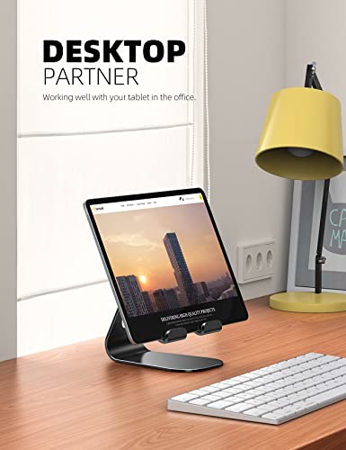 Lamicall iPad Stand Adjustable Tablet Holder, Sturdy Aluminum, Multi-Angle - color: Black