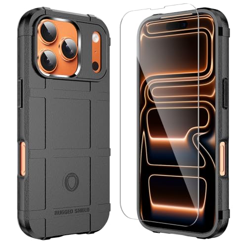 Rugged Shield Case for iPhone 17 Pro (6.3"), 8ft Military Drop Proof, Wear Resistant Tactical Cover, Dark Black - color: Dark Black, size: iPhone 17 Pro