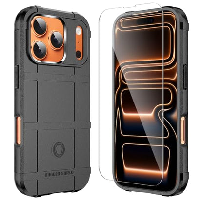 Rugged Shield Case for iPhone 17 Pro (6.3"), 8ft Military Drop Proof, Wear Resistant Tactical Cover, Dark Black - color: Dark Black, size: iPhone 17 Pro