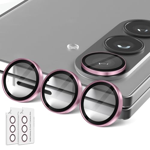 (2 Sets) Orzero Camera Lens Protector for Samsung Galaxy Z TirFold/Fold 7, [EZ Install] [Case-Friendly] 9H Tempered Glass Alloy Metal Ring Lens Cover, Military-Grade Shockproof, HD Clarity Anti-Glare (Pink) - color: Pink, size: Samsung Galaxy Z TirFold/Fo