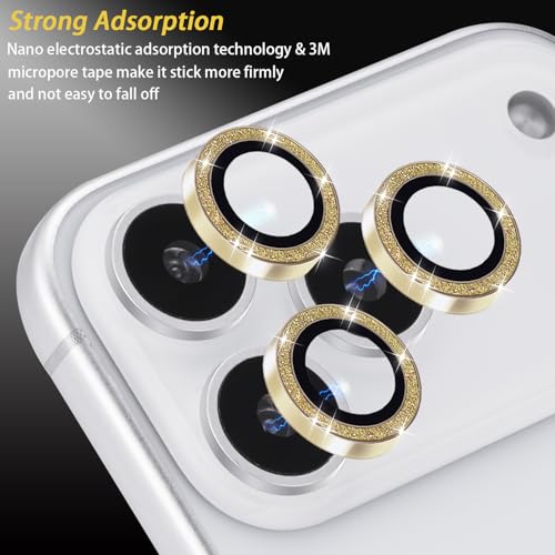 Camera Lens Protector for iPhone 17 Pro/17 Pro Max, Glitter Gold - color: Glitter Gold