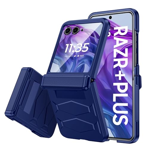 Vizvera for Motorola Razr+(Plus) 2025 Case with Hinge Cover,Built-in Screen Protector Shockproof All-Inclusive Smartphone Cover Wireless Charging for Motorola Razr+(Plus) 2025 (Blue) - color: Blue, size: Razr+ 2026/2025