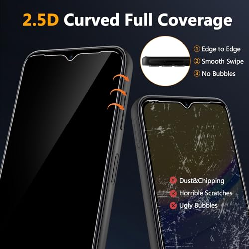Asstar [2 Pack] Privacy Screen Protector for Samsung Galaxy A15 5G 6.5" - color: Black-A15