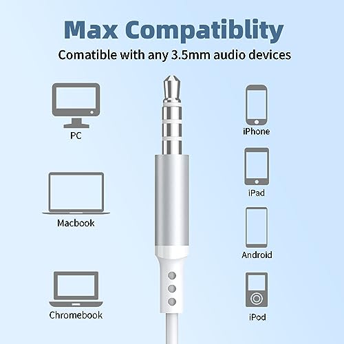 BENEWY Wired Earbuds 3.5mm Magnetic Earphones with Microphone Headphones - color: White