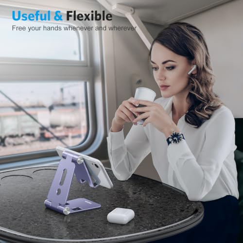 OMOTON Foldable Cell Phone Stand, C4 Portable Aluminum Phone Holder - color: Purple