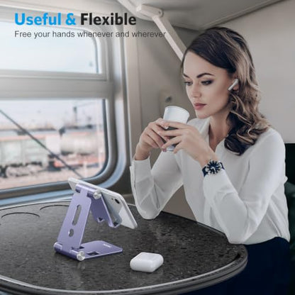 OMOTON Foldable Cell Phone Stand, C4 Portable Aluminum Phone Holder - color: Purple