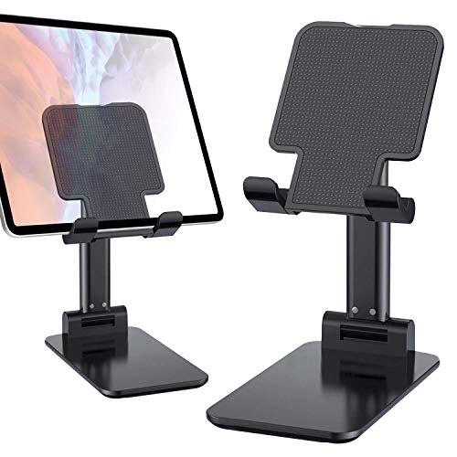 Cellet Adjustable Phone Holder & Tablet Stand, Desktop Table Dock Mount - Foldable Stand Compatible for iPhones, iPad Pro Air Mini Android Smartphones and Tablets (Black) - color: Black