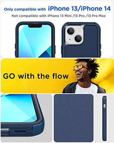 AICase for iPhone 13/iPhone 14 Case,Heavy Duty 3-Layer Rugged Pocket-Friendly Phone Case,Durable Military Grade Protection Shockproof/Drop Proof/Dust-Proof Protective Cover for iPhone 13/14(sea Blue) - color: sea blue Case