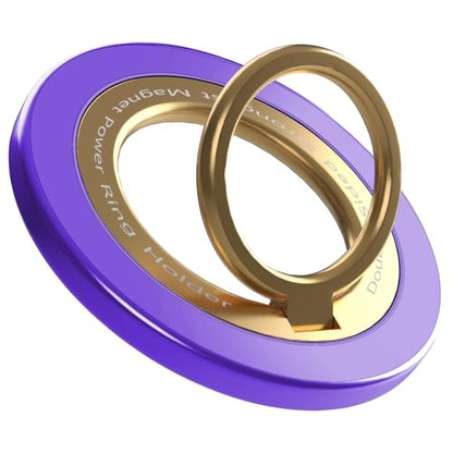 Magnetic Phone Ring Holder for MagSafe,【Two-Sided Magnetic】 360° Rotation Magnet Phone Grip for iPhone 16/15/14/13/12 Series/Samsung/Google (Purple with Gold) - color: Purple with Gold